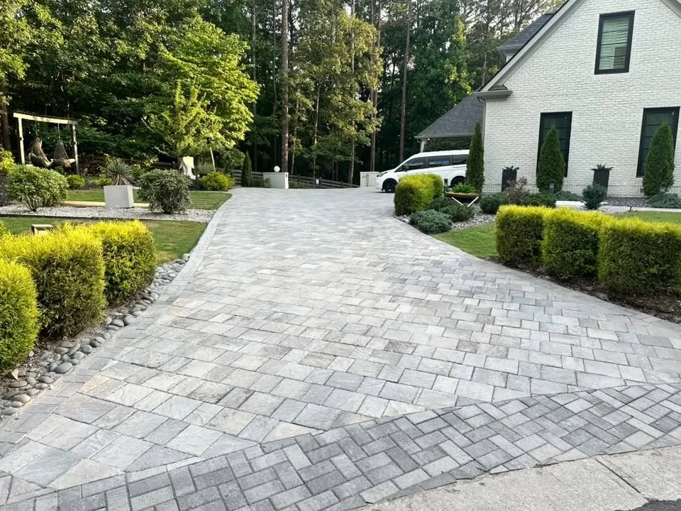 Completed custom paver driveway