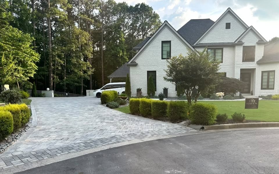 Finished paver driveway at a Haven Design and Build project
